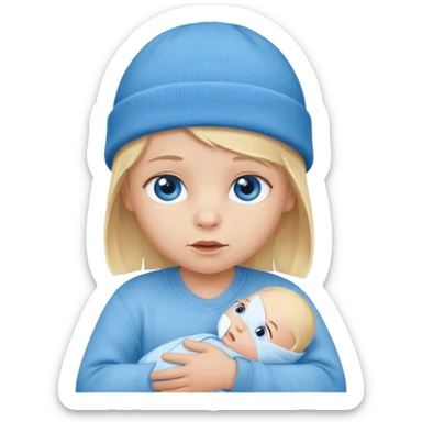 blond blue eye newborn with beanie sticker