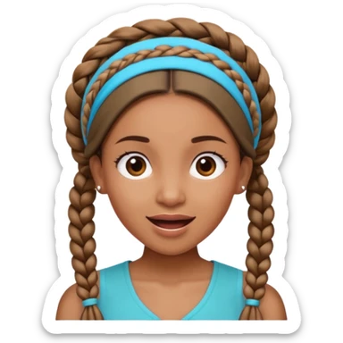 big lose braids starting from the top of the head woman face wiith big visible braids and mono color headband on head excited face and braids as big as headband sticker