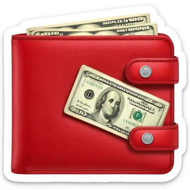 Red wallet with dollars sticker