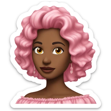 Realistic pink ruffle off shoulder top, isolated sticker