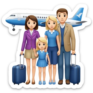 Parents with one daughter boarding plane sticker