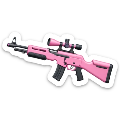Pink scoped assault rifle with a sleek build and small magazine sticker