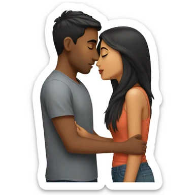 short Indian girlfriend kissing her white boyfriend sticker