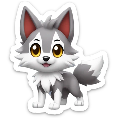 Kawaii Chibi Poochyena-Lycanroc-Pokémon Full Body sticker