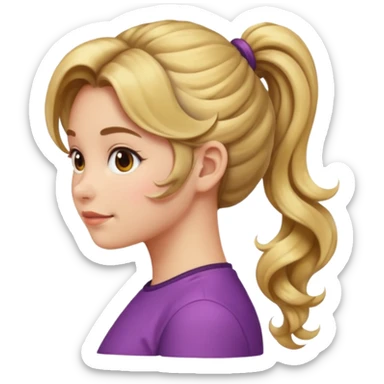 emoji girl wavy sideburns hair up in a ponytail wavy hair pretty sticker