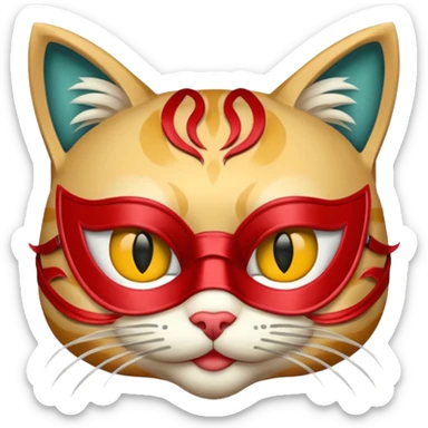cat with masquerade mask sticker