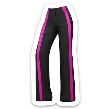 Realistic isolated side view of a pair of black high waist wide leg pants with hot pink pinstripes on them. sticker