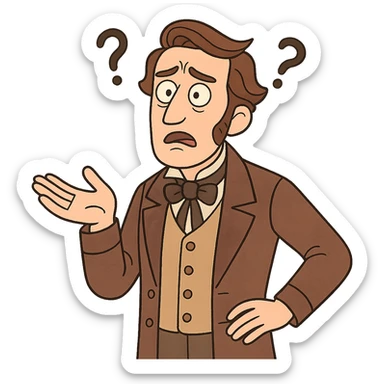 confused face, 1840s context, subtle period details sticker