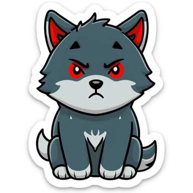 sad crying black wolf with red eyes sticker