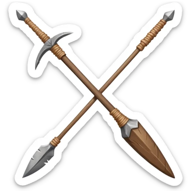 A long wooden spear with tightly lashed stone tip.











 sticker