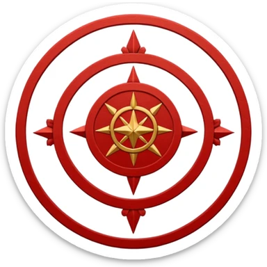 Create a circular casting sigil based off of the wizard101 balance school using base color sand and trim color red. A scale is the main focus here  sticker