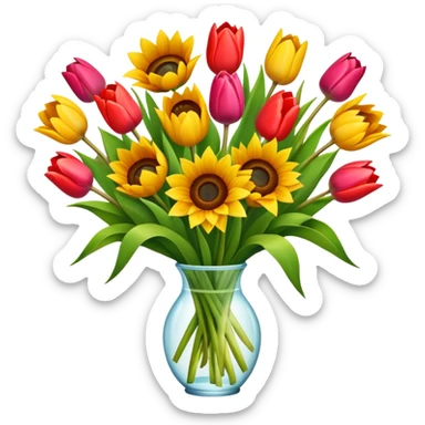 Bouquet of tulips and sunflowers sticker
