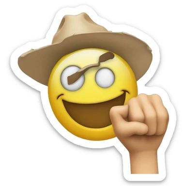 3d smiley face dooing finger guns sticker