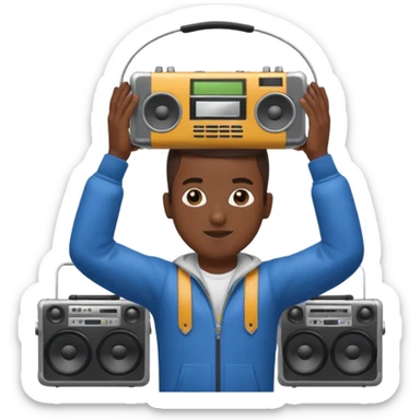 Black guy-holding-boombox-above his head sticker