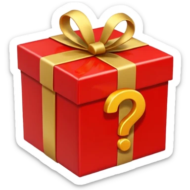 gift box with a question mark inside, apple style emoji sticker