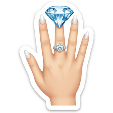  right hand with diamond ring on rong finger sticker