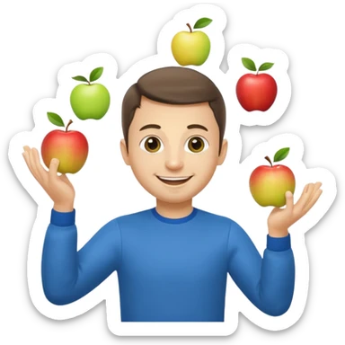 a Circus cute zelensky juggling two apple blue and yellow sticker