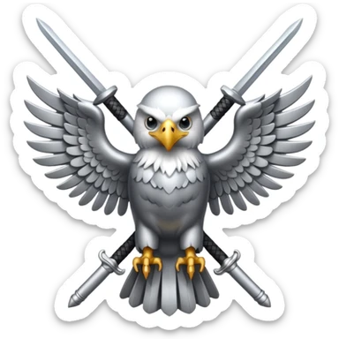 Silver eagle with crossed sabers sticker