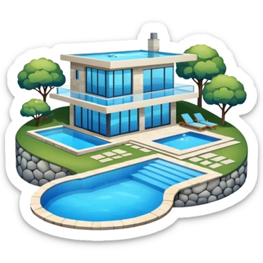 modern house on the hill, with a pool ON THE HILL sticker