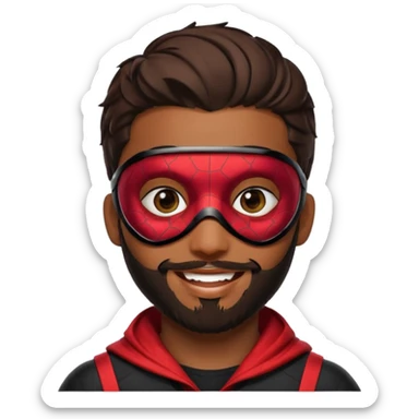 Miles Morales with beard, eye mask, low fade sticker