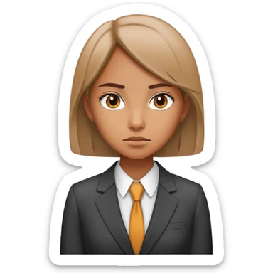 Girl with tan skin, thin, lawyer sticker