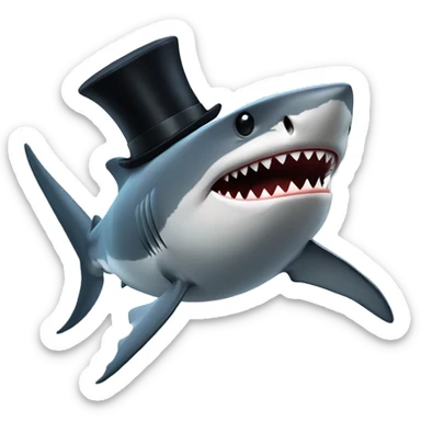 Shark with a top hat sticker