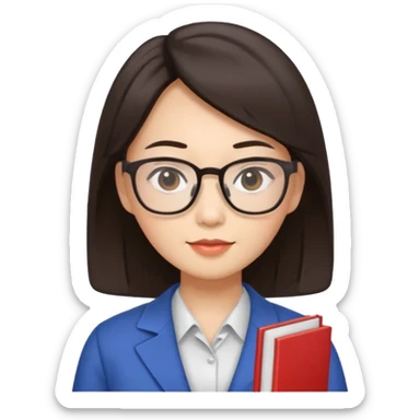 asian brunette teacher with square hair sticker