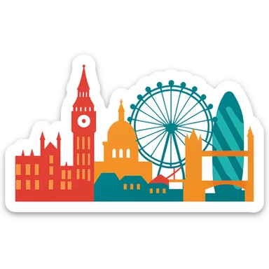 flat design style London skyline sticker