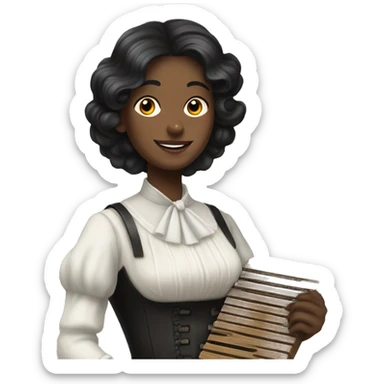 White Victorian lady with black hair holding soap and a washboard sticker