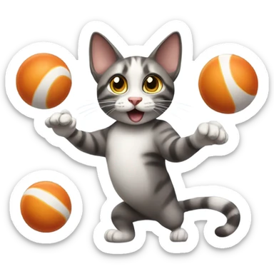 Cat juggling sticker