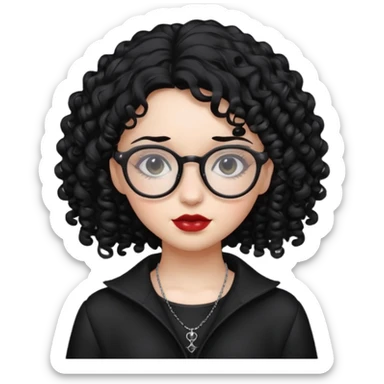 curly gothic girl with glasses sticker