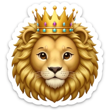 cute lion head with crown on top sticker