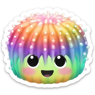 kawaii rainbow bedazzled pastel sea urchin sticker