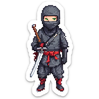 masked ninja with sword sticker