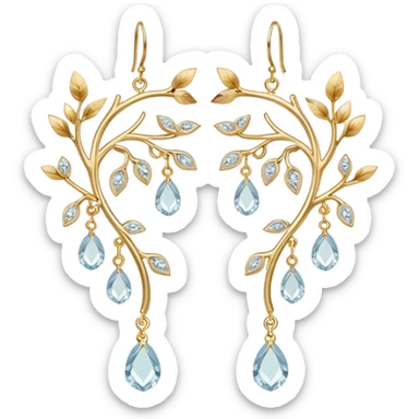 ethereal earrings organizer with floating branches and delicate crystals sticker