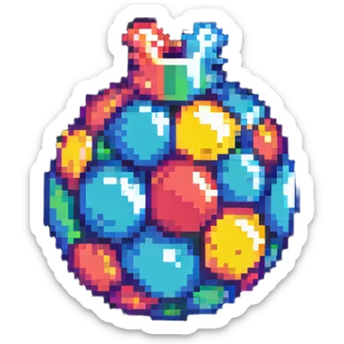 colorful bomb power up item with vibrant colors and highlights to stand out on black background sticker