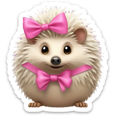 hedgehog with a pink bow sticker