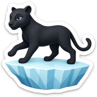 Make the black panther look feminine, keep it on an iceberg, in emoji style with no background. The style should resemble apple style emojis with concise details. sticker