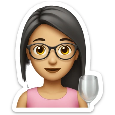 A girl with a glass sticker