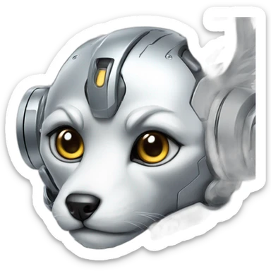 Cyber futuristic silver furry robot  sticker