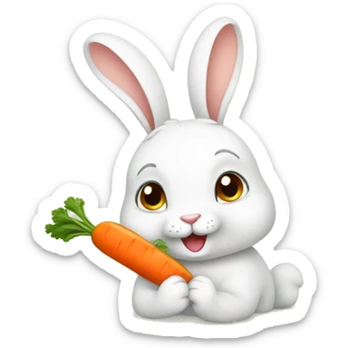 rabbit eating carrot sticker