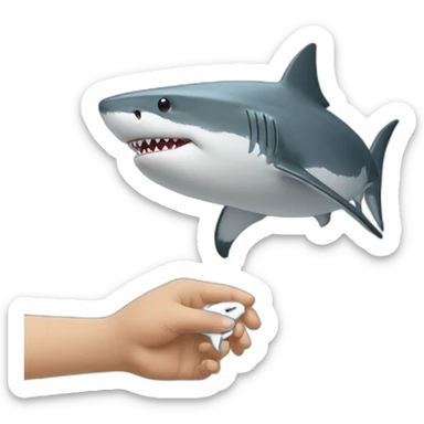 shark is holding mouse's hand sticker