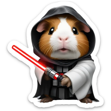 Guinea pig as Darth Vader holding a red light saber￼ sticker