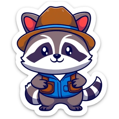 cartoon raccoon cowboy rolling his eyes sticker