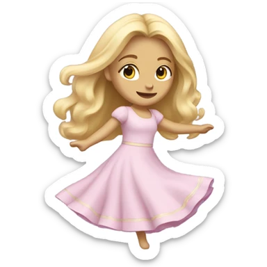 blonde long haired girl dancing in pastel dress sticker