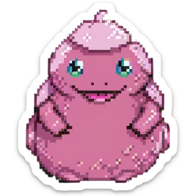 smiling pink poo with happy face sticker