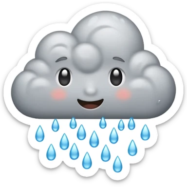 emoji of grey cloud is raining sticker