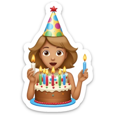 person celebrating a birthday with a cake and candles sticker
