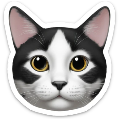 Black and white cat with black spot on nose sticker