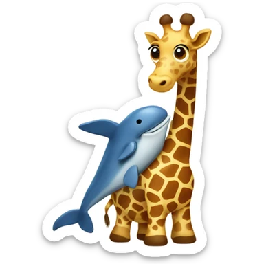giraffe with a whale stuffed animal sticker